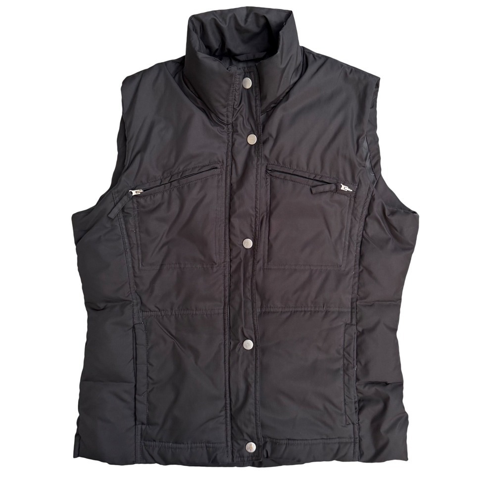 RW & Co Women's Puffer Vest Medium Black Quilted Sleeveless Mockneck Pockets